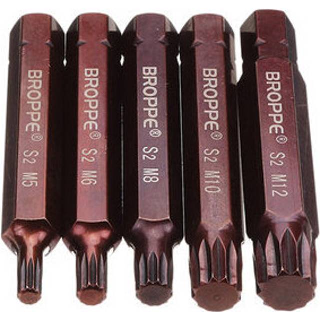 5pcs M5-M12 75mm Magnetic Star Screwdriver Bit S2 Steel 10mm Hex Shank