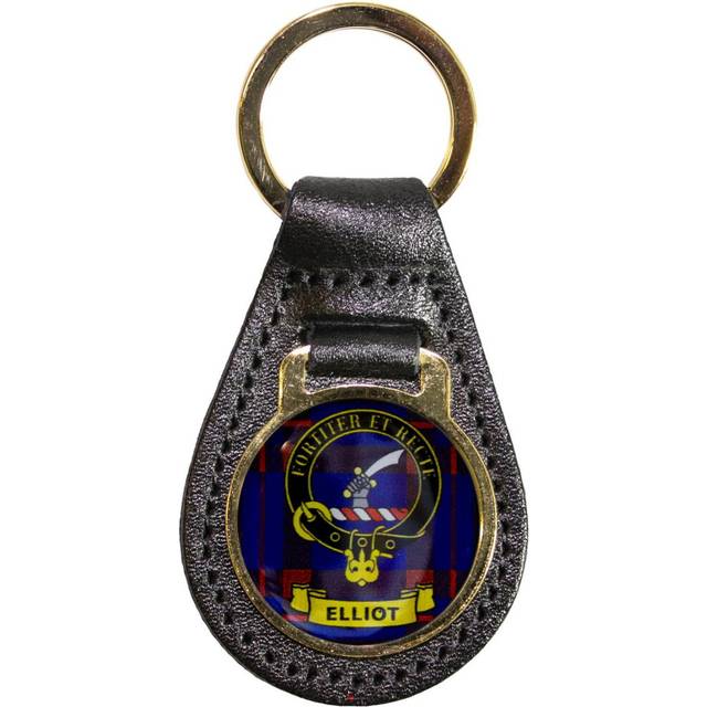 Leather Key Fob Scottish Family Clan Crest Elliot Made in Scotland