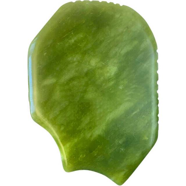 (a-Green Xiuyu) Natural White Jade GuaSha Black Bianstone Face Scraping Board Facial Edge Shape Multifunctional Massage General Meridian Comb
