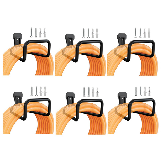 6X Garden Hose Holder Wall Mount, Duty Water Hanger for Outside, Metal Reels Hook