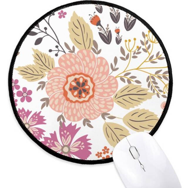 Dahlia Flower  Paint Mouse Pad Desktop Office Round Mat for Computer