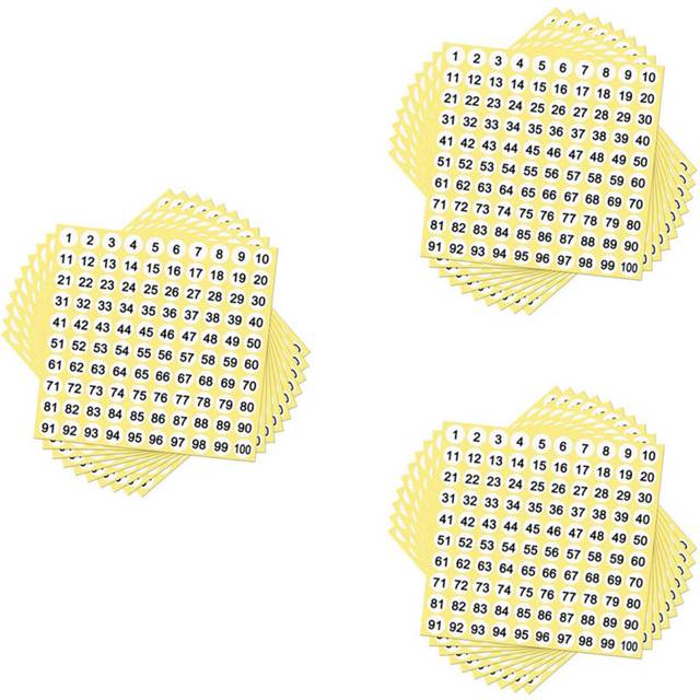 300 Sheets Number Labels Stickers 1-100 Numbers Round 0.4 Inch Small Self-Adhesive for Office