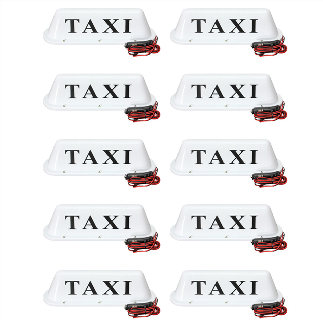 10X White Waterproof Taxi Magnetic Base Roof Top Car Cab LED Sign Light Lamp 12V PVC