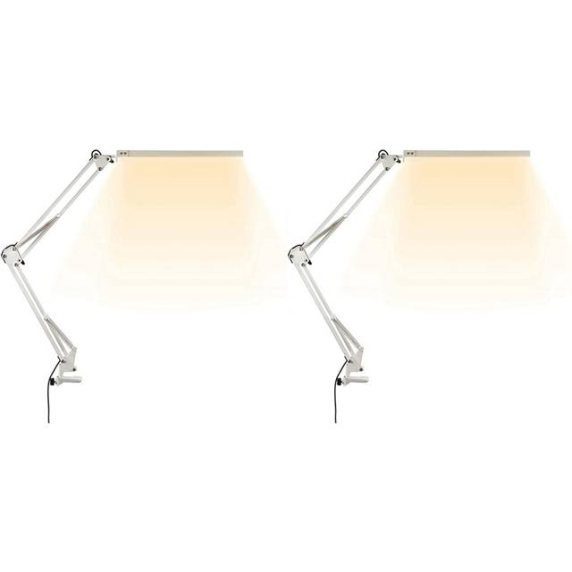 2X LED Desk Lamp with Clamp, 10W Swing Arm Lamp, 3 Lighting Modes, Adjustable Table for Study, Drawing,Office