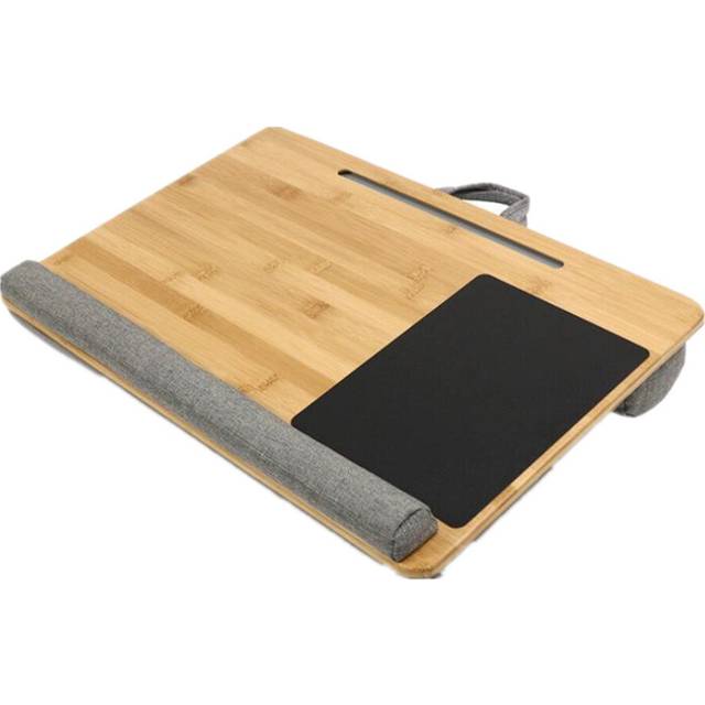 Bamboo Lap Desk Soporte Portatil Laptop Stand with Tablet Pen Phone Holder Wrist Rest and Mouse Pad Fits Up to 17 Inch Notebook