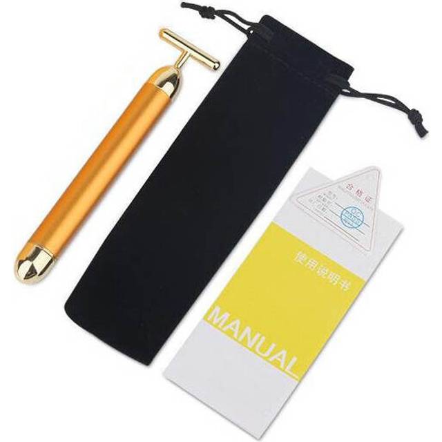 (a-Without box) Mini 24K Gold Massage Stick Tools Energy Beauty Bar Facial Face Massager T Shape Arm Eye Nose Head Massager Face Firming