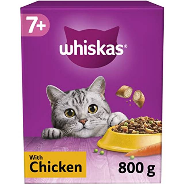 7+ Chicken Pack of 5 x 800 g Bags, Senior Cat Dry Food