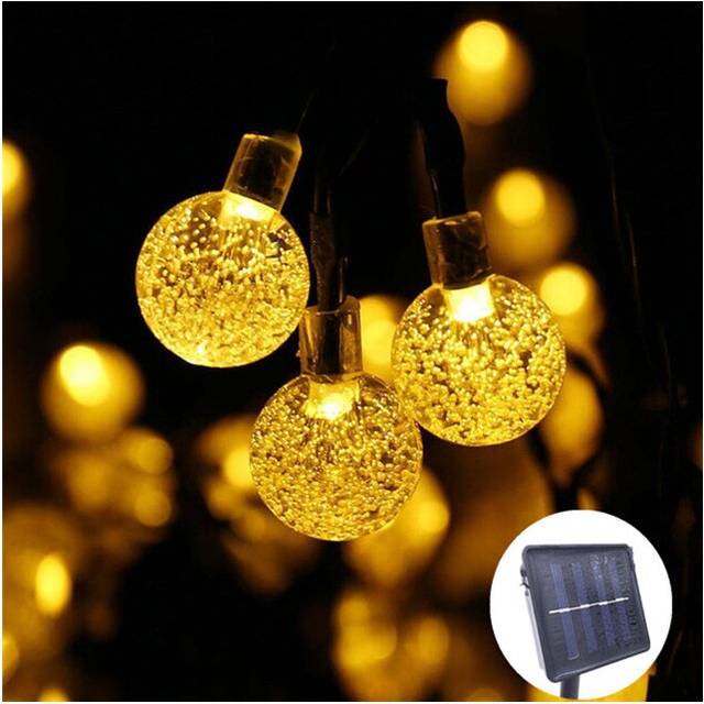(Warm White) 50 LED Crystal ball Solar Lamp Power String Fairy Lights Garden Outdoor