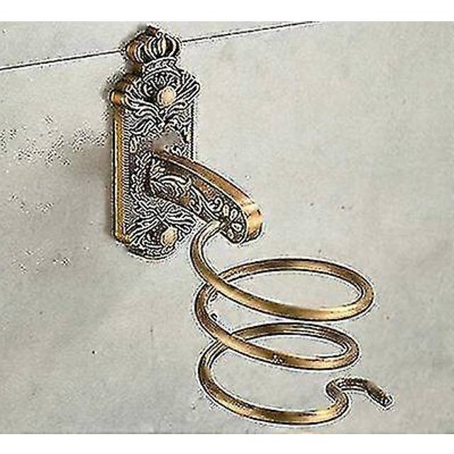 (B, One size) Nail Free Hair Dryer Rack Antique Brass Bathroom Rack Toilet Accessories Bathroom Rack