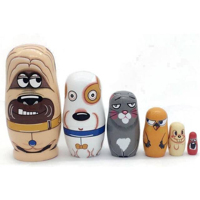 6 Pcs Wooden Russian Nesting Doll Handmade Matryoshka Hand Painted Kids Toy