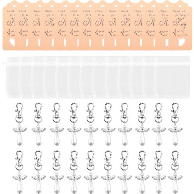 20Pcs Thank You Gift Angel Keychains for Baby Birthday Giveaway