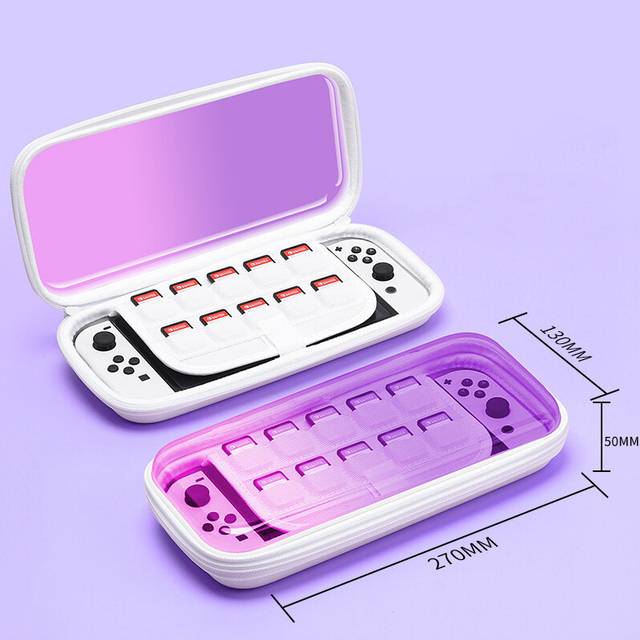 (Purple pink) Transparent Bag for Nintendo Switch/switch OLED Gradient Design 10 Game Cards Storage Carrying Handbag Console Show Case