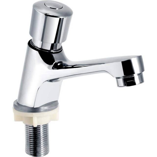 Sink Faucet, Public Ktchen Bathroom Chrome Plated Self Closing Water Saving Time Delay Basin Sink Tap Faucet