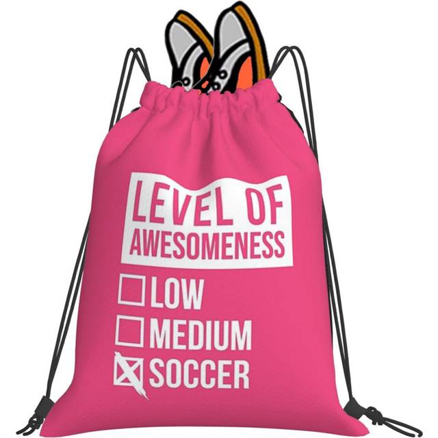 Drawstring Bag Soccer Funny Art Level Of Soccer For Women Sport Gym Bag Travel Adult Kid