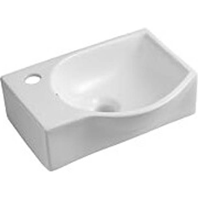 Modern Compact Ceramic White Gloss Cloakroom Wash Basin Wall Hung Bathroom Sink - 400 x 225 mm