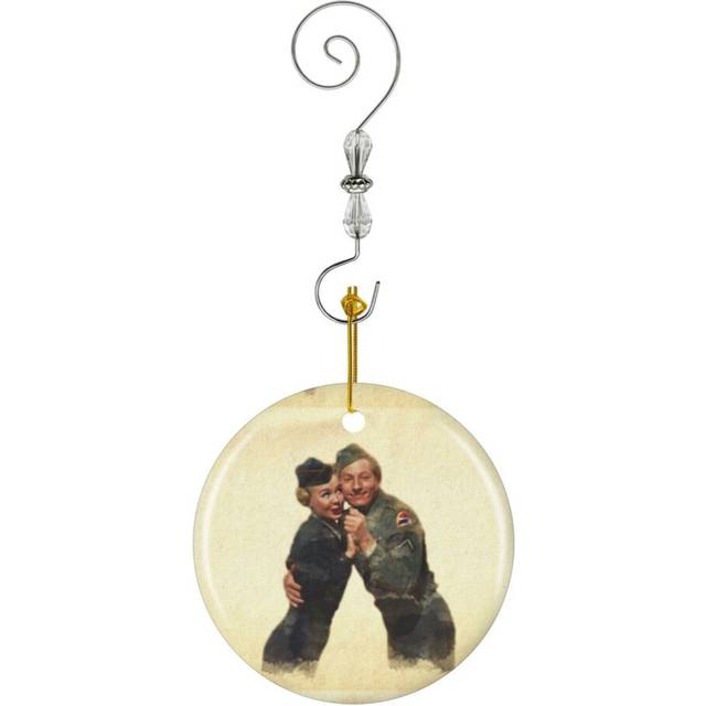 (P&J - ...Back In The Army (White Christmas)-4251) Christmas Ornaments Ceramic Charm with Hook Crystal Handmade Xmas Tree Decorations KeepsakeÂStocki