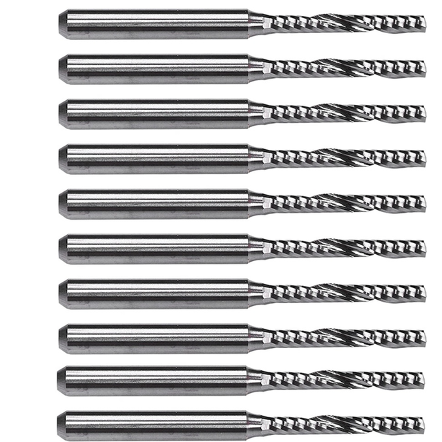 10 PCS 2mm x 15mm Carbide Single Flute End Mill Router Bit for Engraving Machine