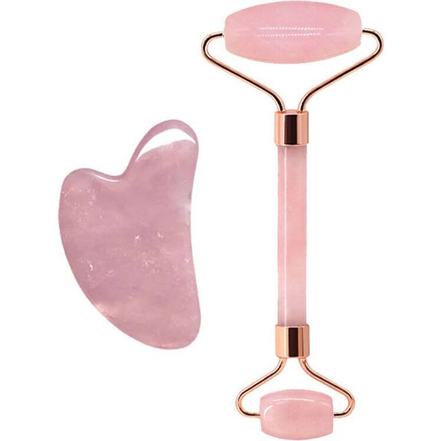 (a-type 4) New Rose Quartz Gouache Scraper Face Massage Roller Gua Sha Scraper Set Natural Gouache Stone Jade Roller Massager For Face Box