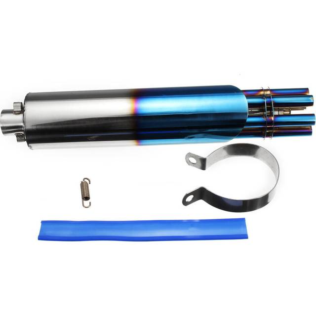 32mm Motorcycle Exhaust Muffler Machine Rotating Vent Pipe Blue Stainless Steel