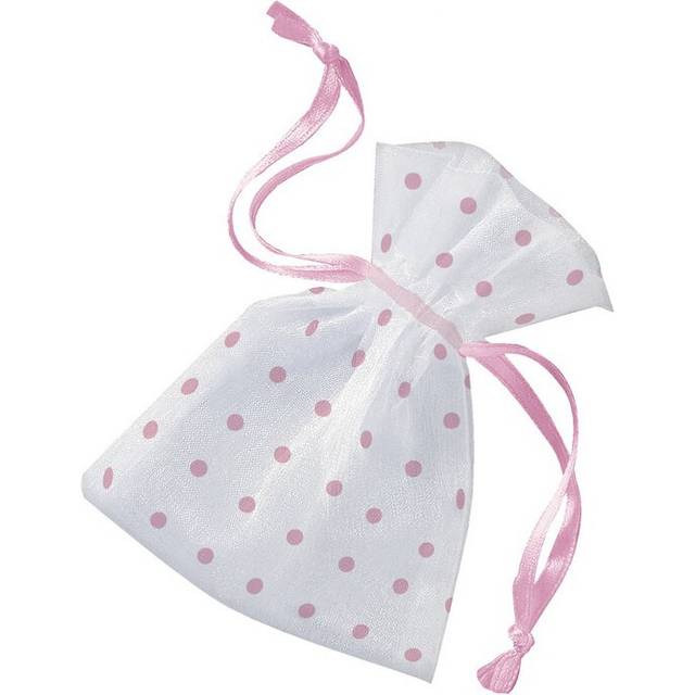 Unique Party Polka Dot Baby Shower Gift Bag (Pack of 6) - Pink/white - one size
