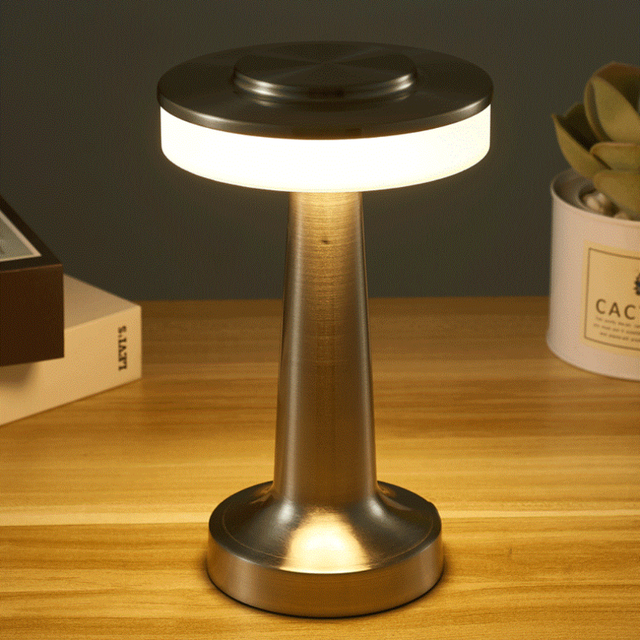 (silvery) Rechargeable Cordless Table Lamp with Touch Sensor - LED Night Light