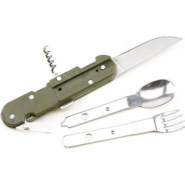Multifunctional Stainless Steel Tableware Folding Fork Spoon Opener Blade Outdoor Camping Picnic