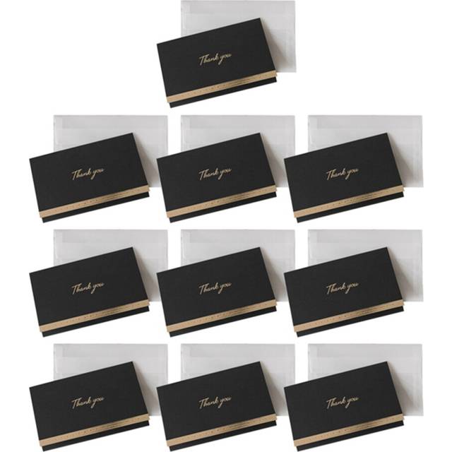 10 Pack Wedding Greeting Cards with Envelopes, Gold Foil Design Thank You Notes Black