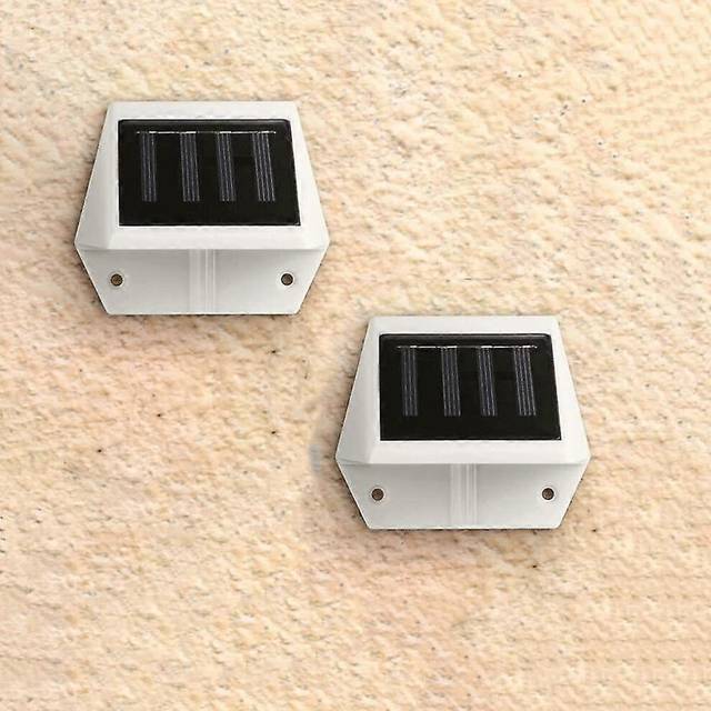(As show, One size) Simple And Elegant Set Of 2 Creative Outdoor Solar Wall Lights White Wall Sconces Ip65 Dustproof Led Light Wall Sconces