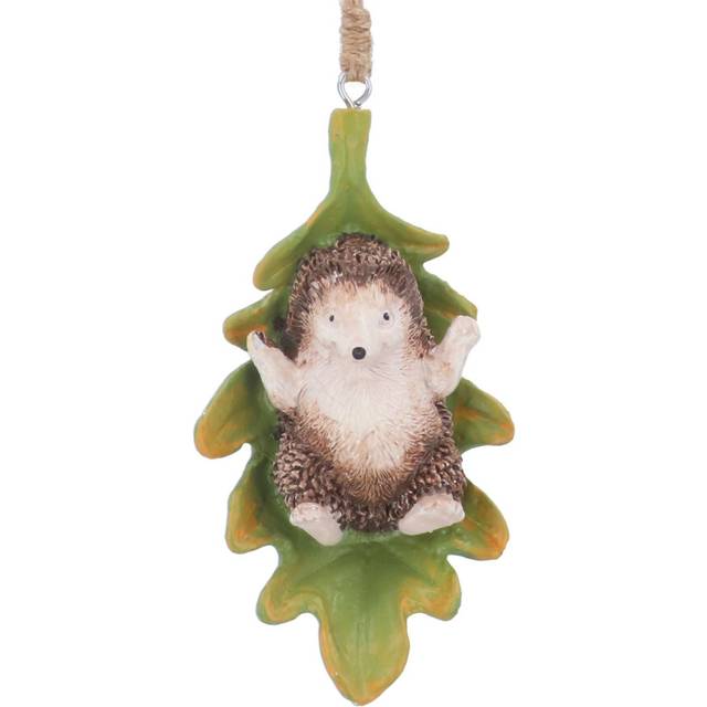 Hedgehog Christmas Bauble | Leaf-Shaped Christmas Tree Ornament Resin Christmas Tree Bauble | Animal Hanging Decoration For Christmas Tree - 11cm