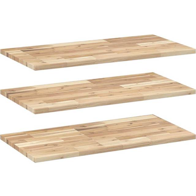 vidaXL Svävande hyllor 3 st 80x40x2 cm obehandlat massivt akaciaträ