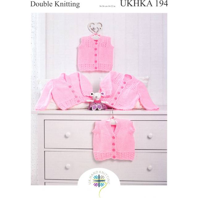 UKHKA 194 DK Knitting Pattern Baby Cardigan & Waistcoat
