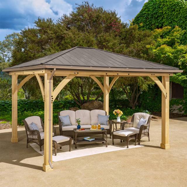 Yardistry Meridian Gazebo 12ft x 14ft (4.3 x 3.7m) with Rain Guttering