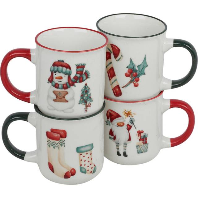200ml Christmas Ceramic Mini Mugs Set of 4