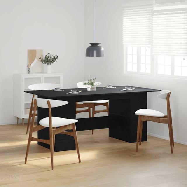 vidaXL Dining Table Black Oak 180x90x76 cm Engineered Wood dining room table