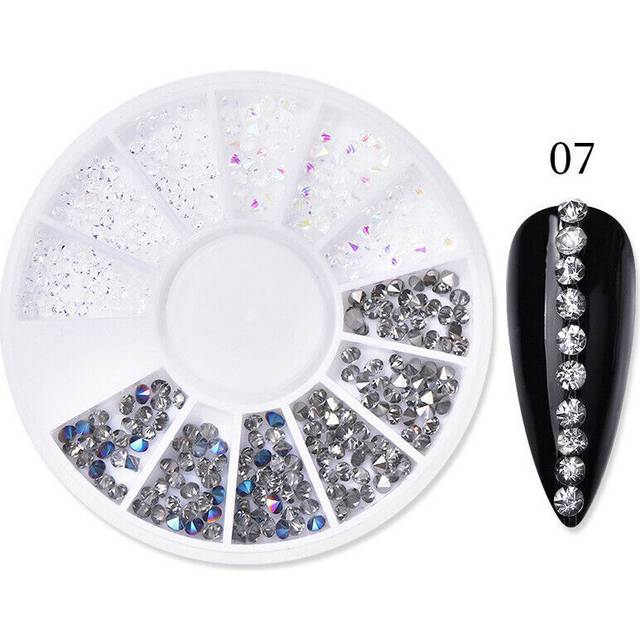 Nail Art Rhinestones Beads Clear Gold Round Pointed Flower Heart Studs Diamante