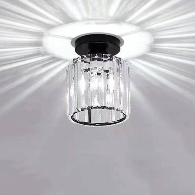 Glass Ceiling Light Crystal Ceiling Lamp Modern Chandelier Black Creative Ceiling Lamp (E27 Bulb) for Hallway Office Bedroom Kitchen Balcony
