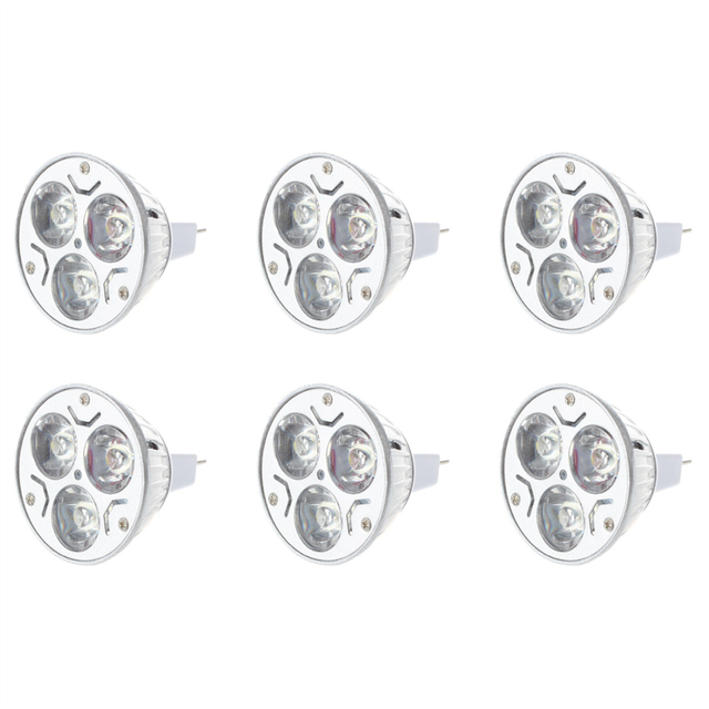 6X MR16 GU5.3 12V Cool White Light Bulb 3x1W