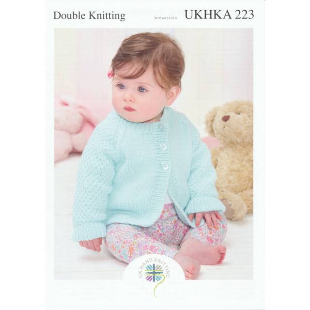 UKHKA 223 DK Knitting Pattern Baby Cardigan Hat & Bootees