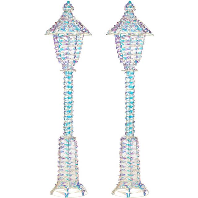 (2, Iridescent) 90cm Tall Lamp Post 300 LED Fairy Lights Indoor Outdoor Xmas Lantern