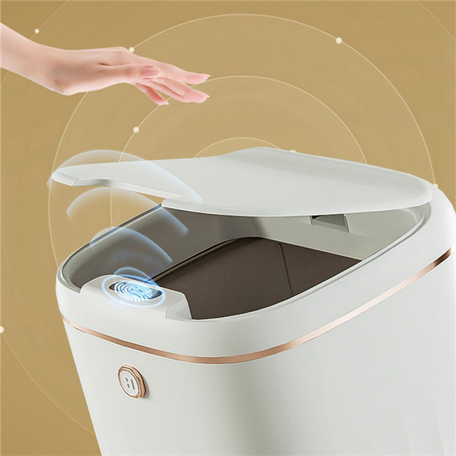 20L Smart Trash Can Waterproof Automatic Sensor Garbage Can-Black