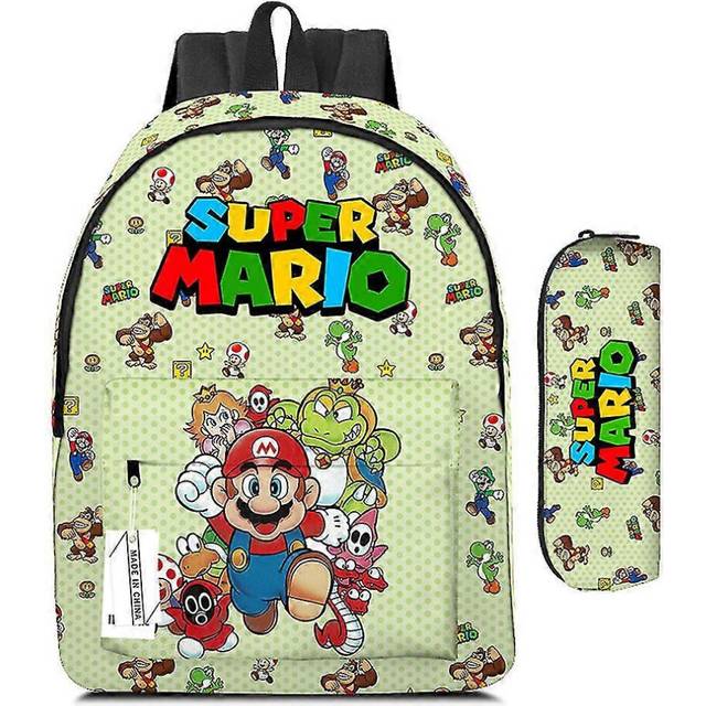 (Colour, One size) Anime Super Mario Bros Printed School Backpack Bags Laptop Bag Pencil Case Kids Gifts
