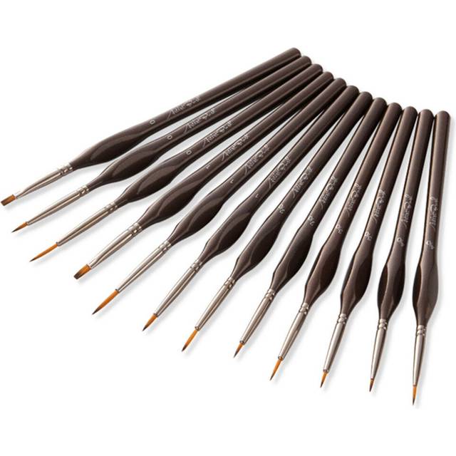 12pcs Miniature Paint Brush Set Professional Nylon Acrylic Painting Brushes Watercolor Oil Painting For Drawing Art Supplies