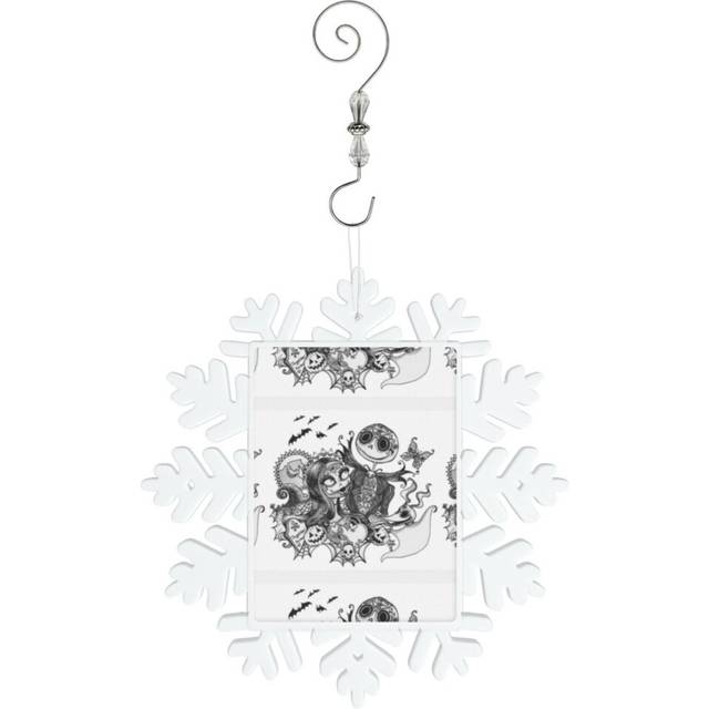(Day Of The Dead Jack And Sally=745) Christmas Ornament Snowflake Tree Decoration Car Hanging Charm Gift with Hook Keepsake for Friends Family