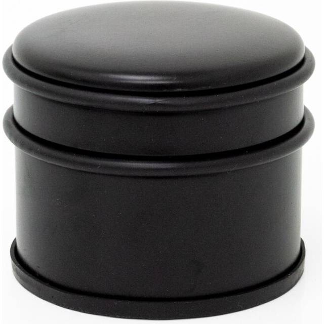 Chunky Round Black Doorstop | Stainless Steel Rubber Door Stop | Heavy Duty Door Stopper with Bumper - 9x8cm