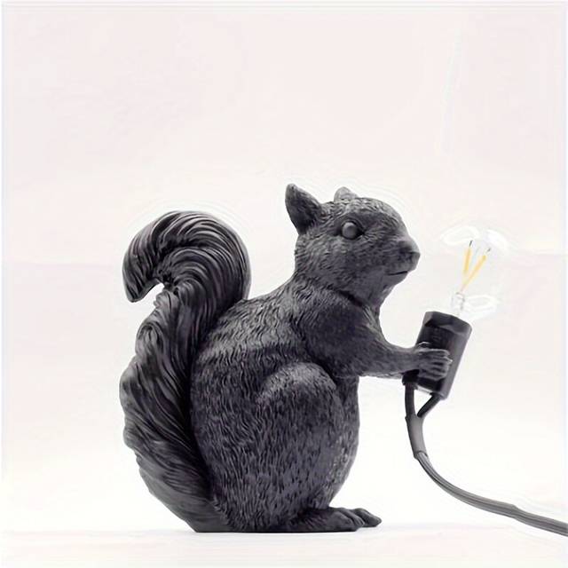 (Black) 1pc Modern Designer Led Table Lamp, Mini Cute Squirrel Night Lamp