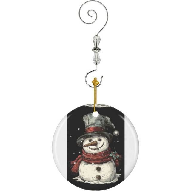 (Vintage Christmas Snowman 05_1114) Christmas Ornaments Ceramic with Crystal Hook Xmas Handmade Tree Decorations KeepsakeÂGifts Stocking Stuffer