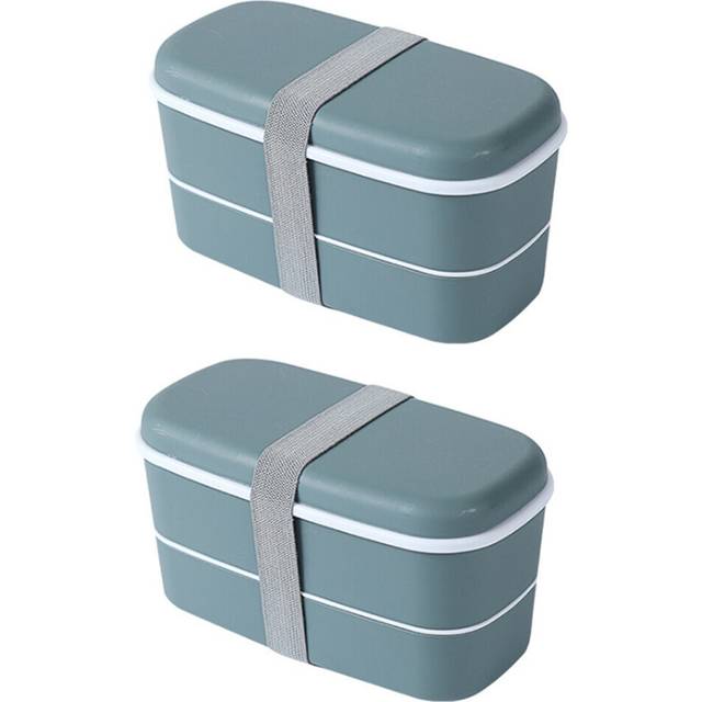2X Microwavable 2 Layer Lunch Box with Compartments Leakproof Bento Box Insulated Food Container Lunch Box Green