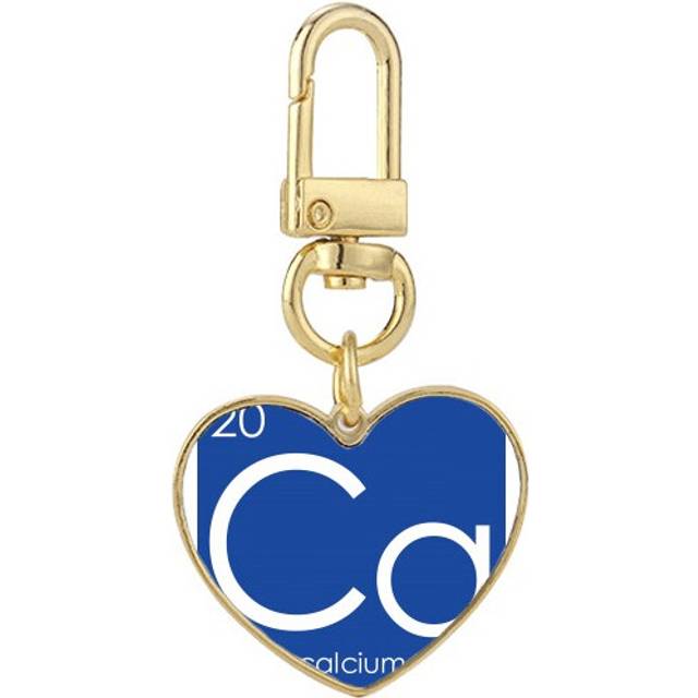 Chestry Elements Period Table Alkaline Earth Metal Calcium Ca Gold Heart Keychain Metal Keyring Holder