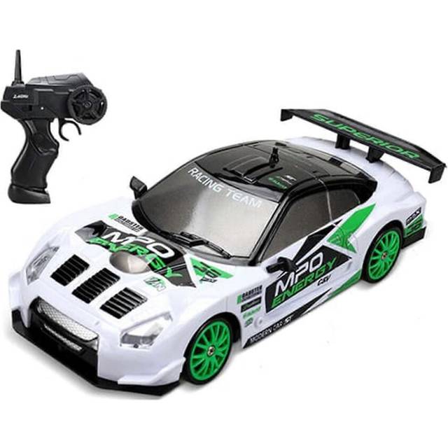 (White Green, One size) New Arrive RC Drift Car 1/24 2.4GHz 4WD Remote Control Sport Racing On-Road Vehicle with LED Light, Batteries and Drift Tires
