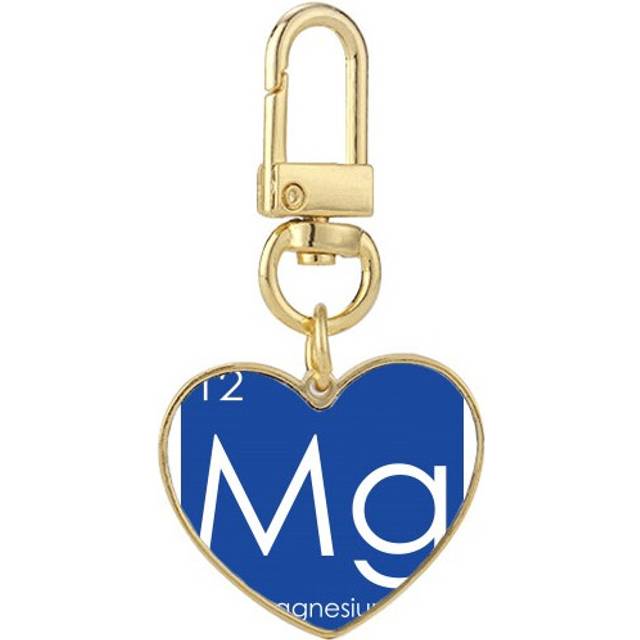 Chestry Elements Period Table Alkaline Earth Metal Magnesium Mg Gold Heart Keychain Metal Keyring Holder